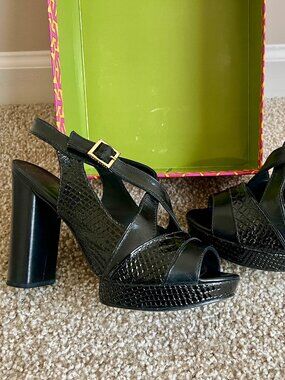 Tory Burch Deidre-Shiny Women's Platform-Heels/Sandals, Size 9